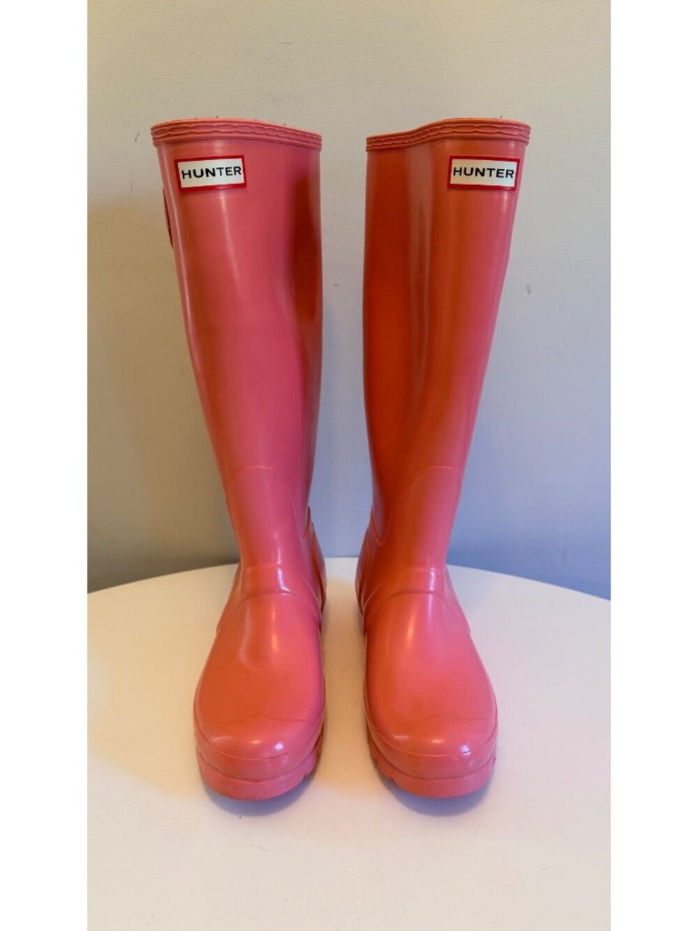 Hunter Womens Tall Pink Rain Boots Size 7 Durable Rubber Waterproof